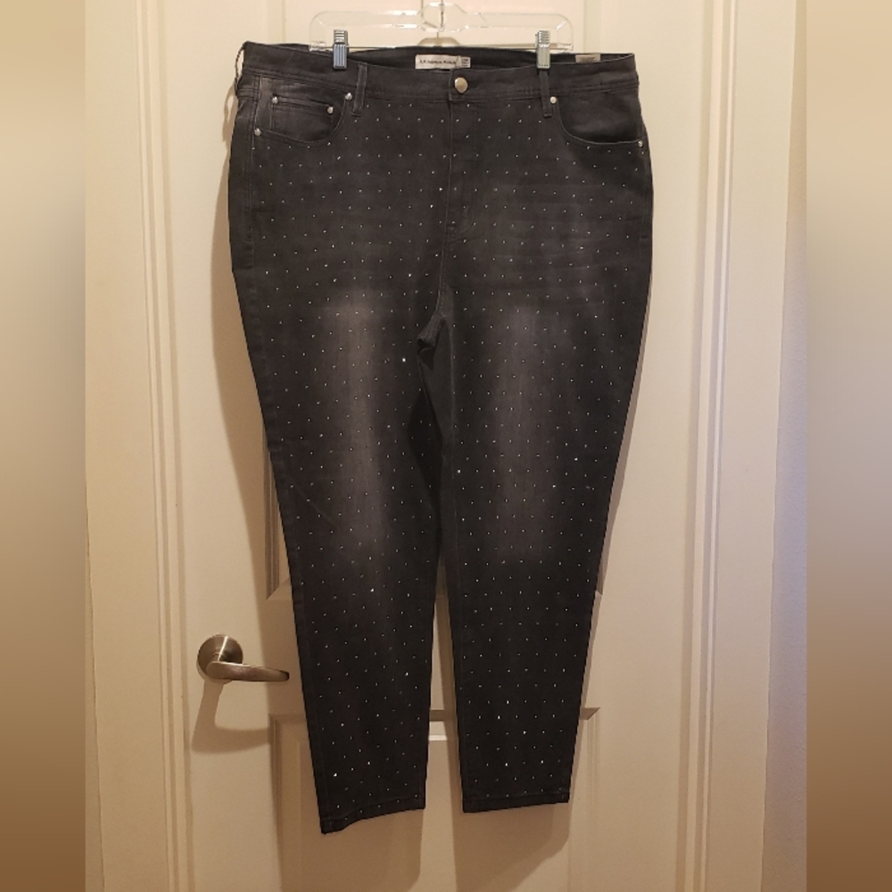 Rebecca Minkoff Women's Black Sparkled Ankle Jeans